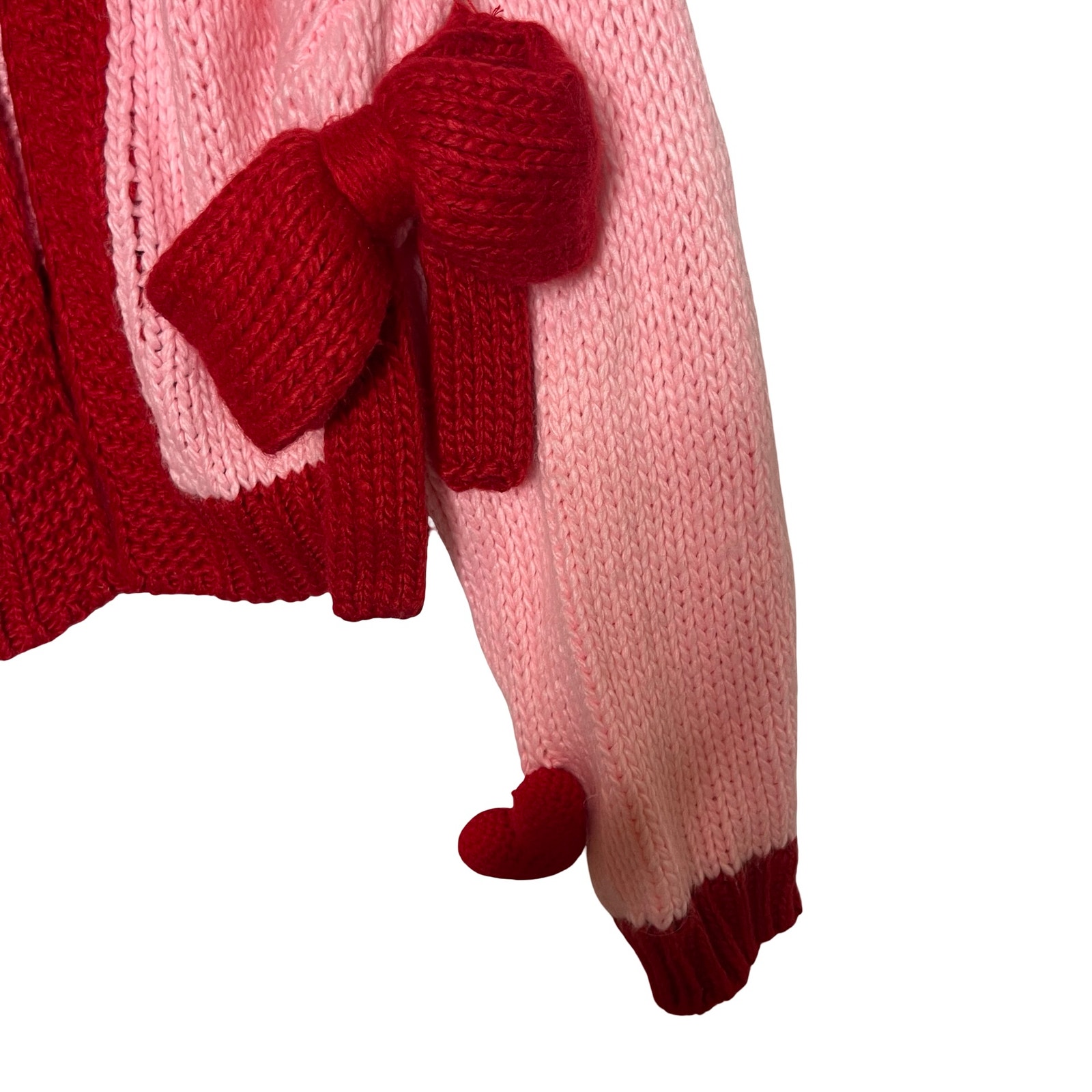 Mure + Grand Pink Red Follow Your Heart Puff Open Cardigan S/M — image 7 of 7